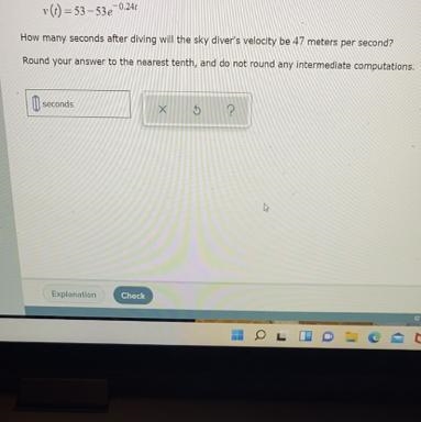 Suppose that the velocity v (t) (in meters per second) of a sky diver falling near-example-1