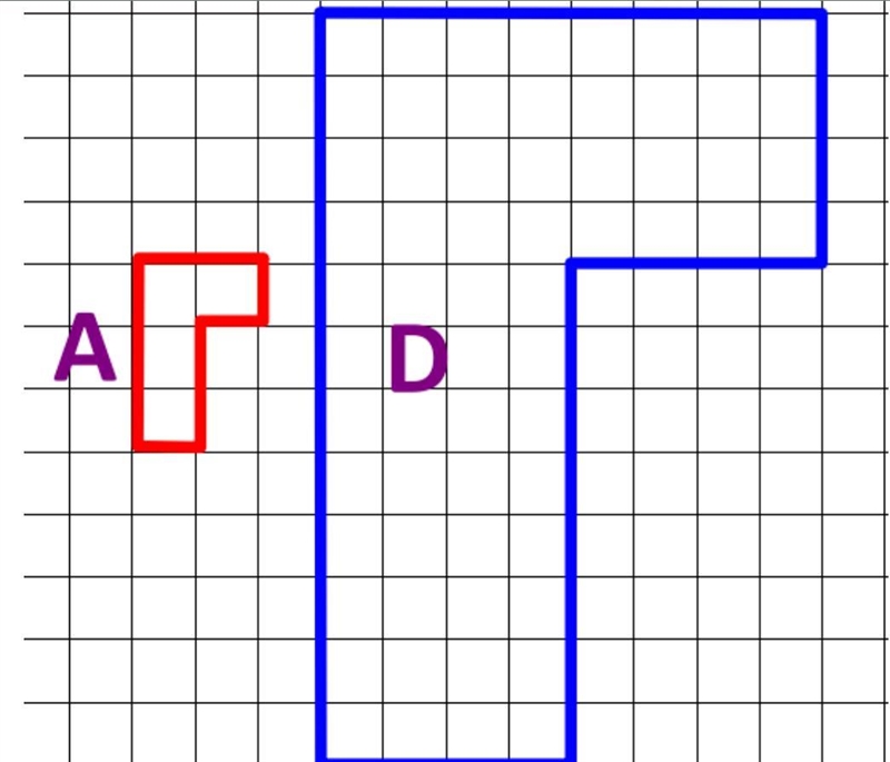 What is the scale factor of the enlargement from A to D ?-example-1