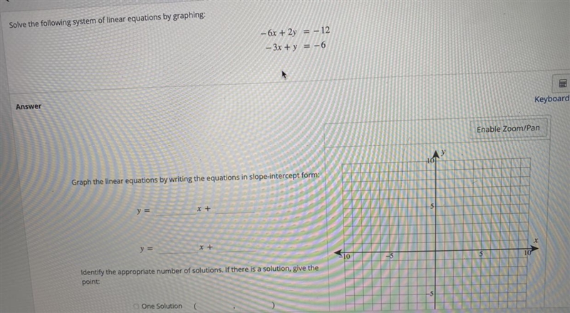 Solve the following linear equation by graphing and answer the questions below-example-1