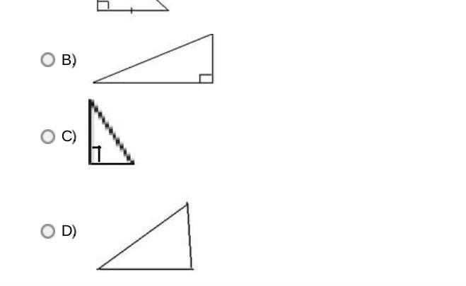 Which is an example of an isosceles right triangle? ​-example-1