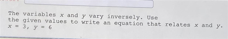 Use the given values to write an equation that relates x and y.-example-1