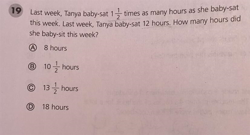 Last week, Tanya baby-sat 1 times as many hours as she baby-satthis week. Last week-example-1