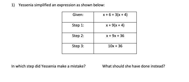 Yessenia simplified an expression as shown below:-example-1