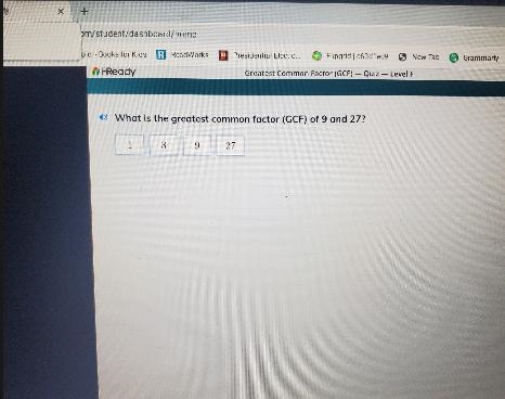 1) What is the greatest common factor (GCF) of 9 and 27? 1 3 9 27-example-1