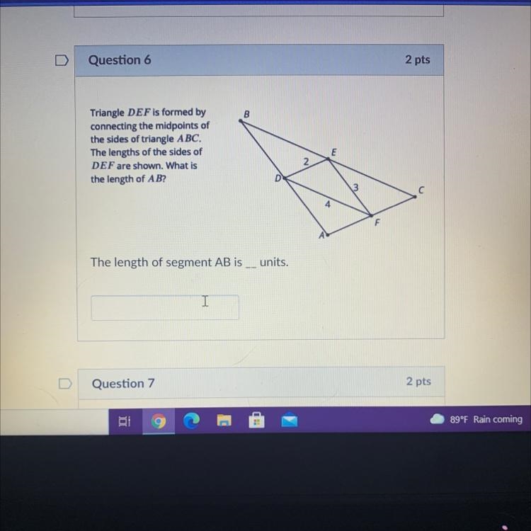 Triangle DEF is formed byconnecting the midpoints ofthe sides of triangle ABC.The-example-1