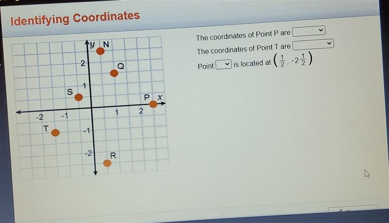 Assignm Active Identifying Coordinates y N The coordinates of Point Pare 2 The coordinates-example-1