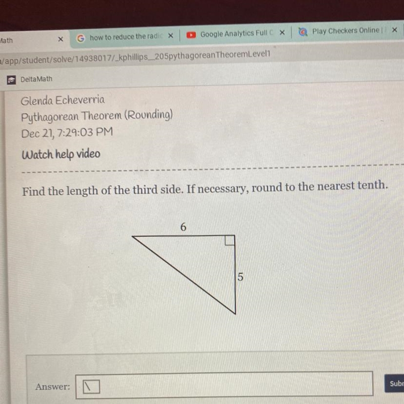 Find the length of the third side. If necessary, round to the nearest tenth.65Submit-example-1