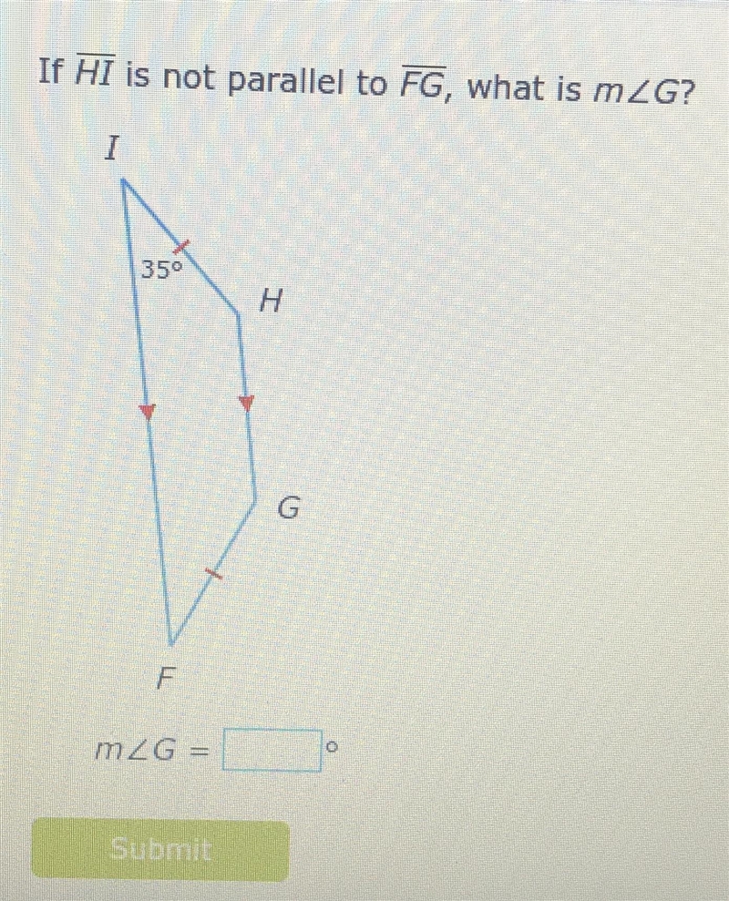 If HI is not parallel to FG, what is mZG?1350HGFmZG=-example-1