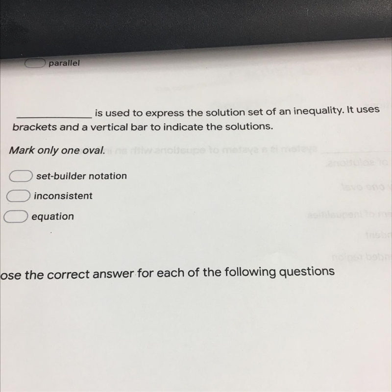 ____ is used to express the solution set of an inequality. It use brackets and a vertical-example-1