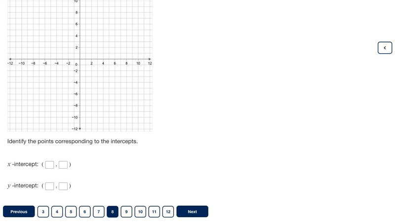 Use intercepts to graph the linear equation 5x+3y=30 . Identify the points corresponding-example-2