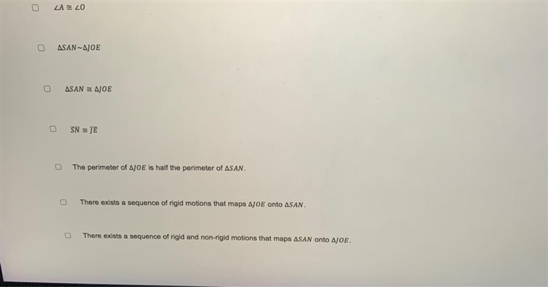 Which of the following statements are true, given angle S congruent to angle J and-example-1