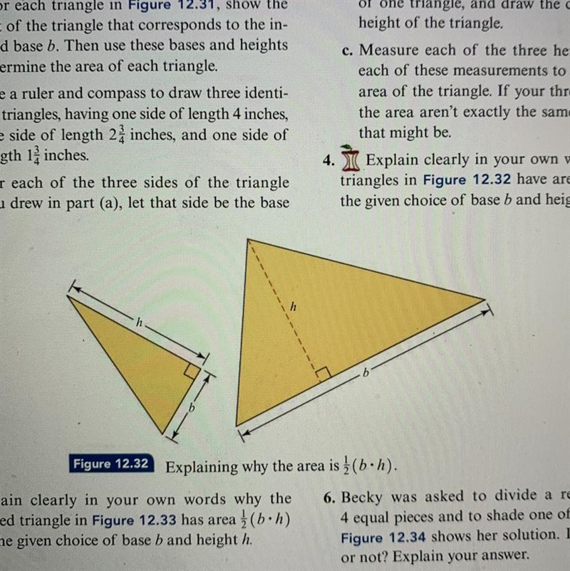 4.) explain clearly in your own words why the triangles and figure 12.3 to have area-example-1