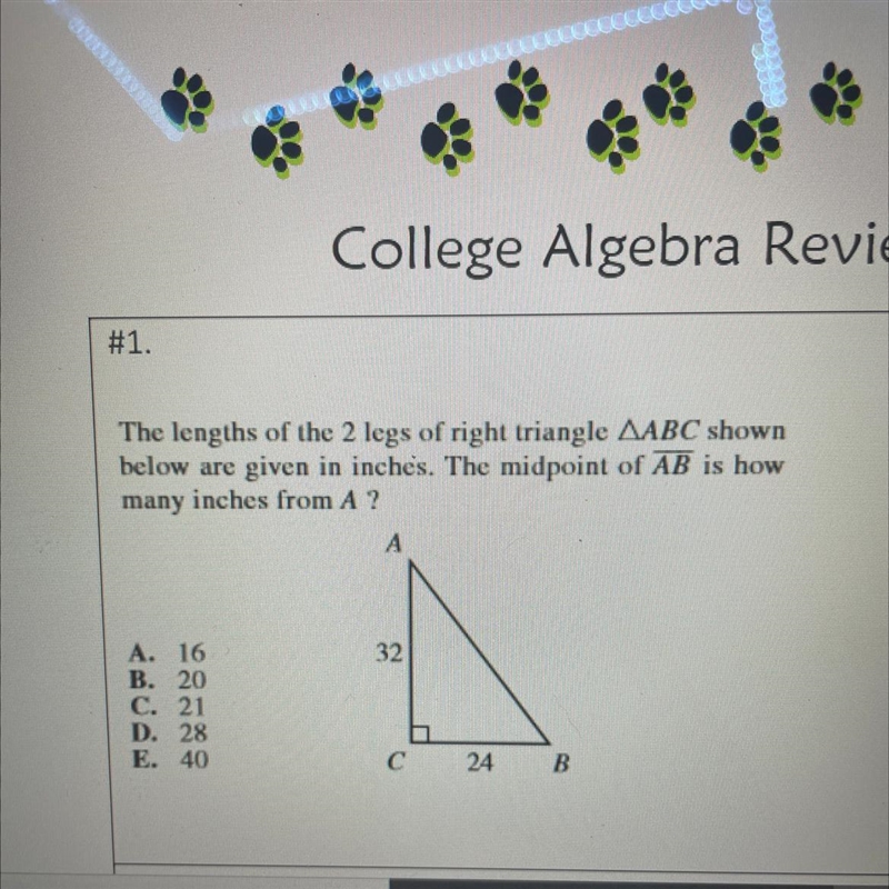 The lengths of the 2 legs of right triangle AABC shown below are given in inches. The-example-1