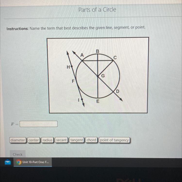 Name the term that best describes the given line, segment, or point-example-1