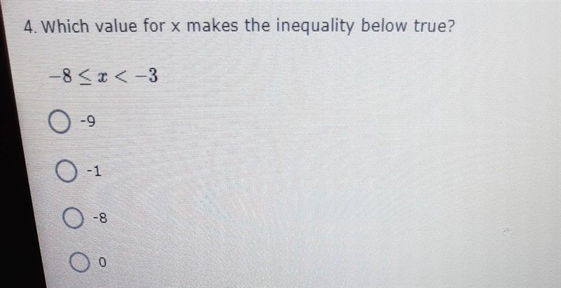 4. Which value for x makes the inequality below true? Please help me ​-example-1