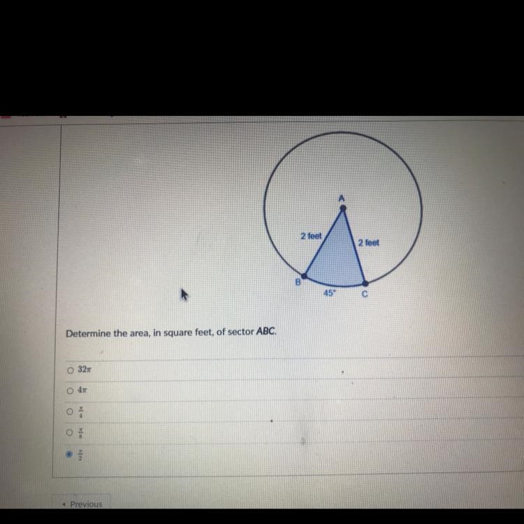 I need to determine the area in square feet of sector ABC??-example-1