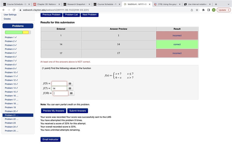 Find the following values of the function-example-1