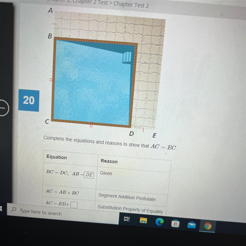 The figure shows relationship of the dimensions of a square pool with an attached-example-1