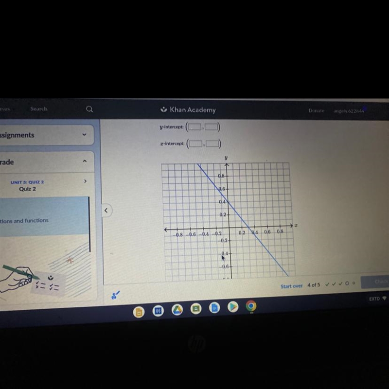 Determine the intercepts of the line.-example-1