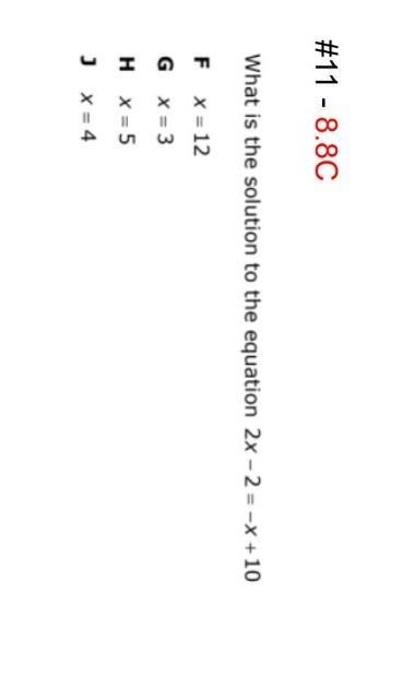 What is the solution to the equation 2x - 2 = - x + 10-example-1