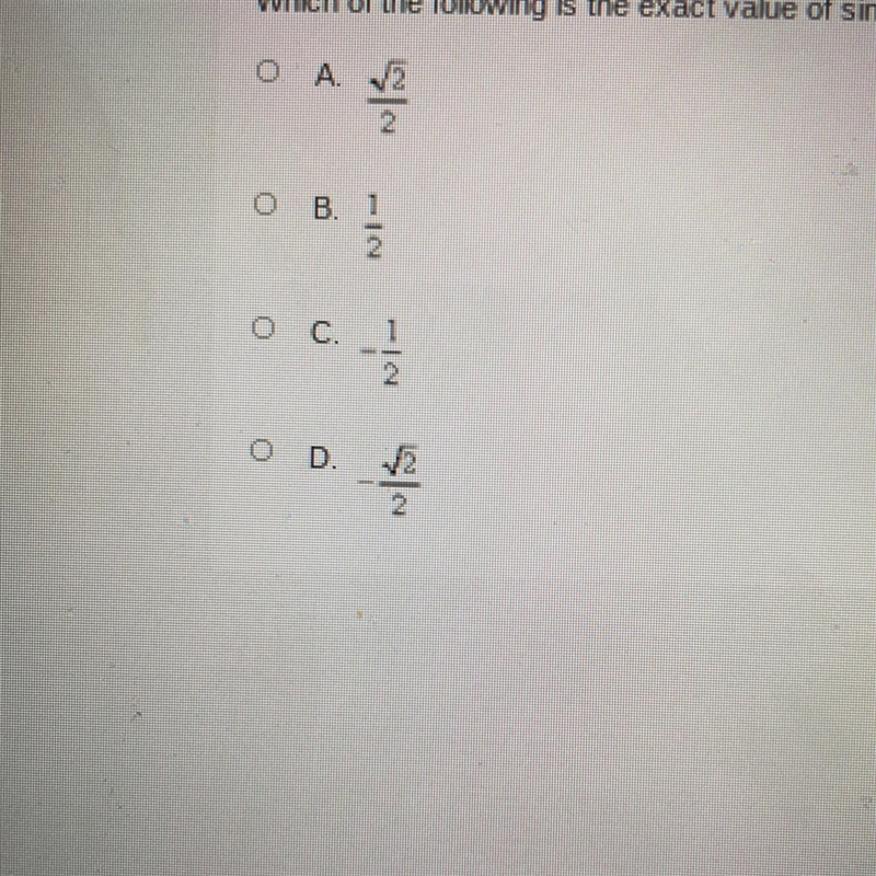 Which of the following is the exact value of sin 495°?-example-1