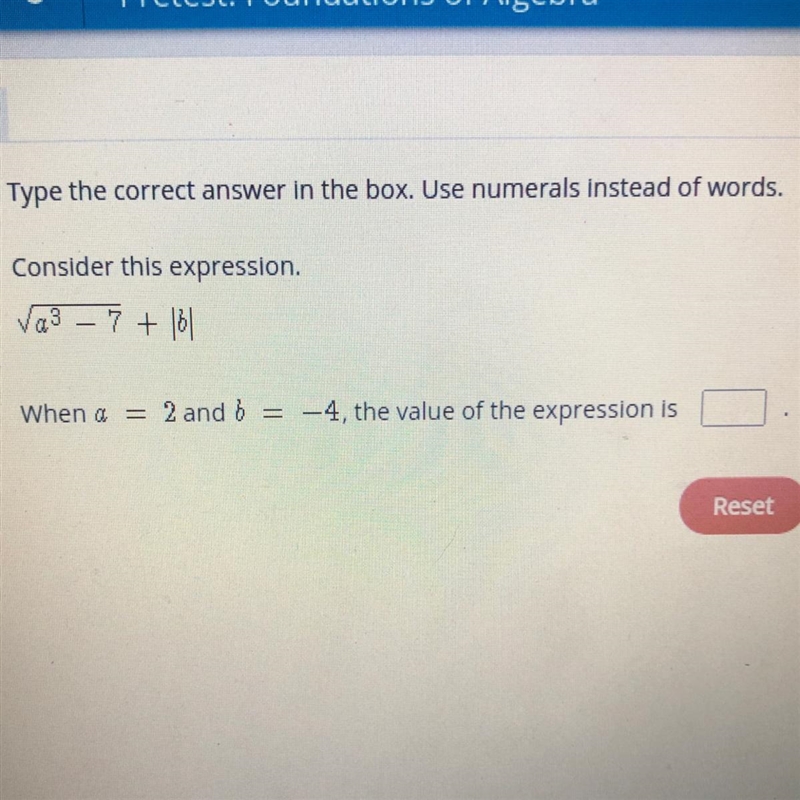 Consider this expression.a3 – 7 + 18When a2 and 6-4, the value of the expression isWhat-example-1