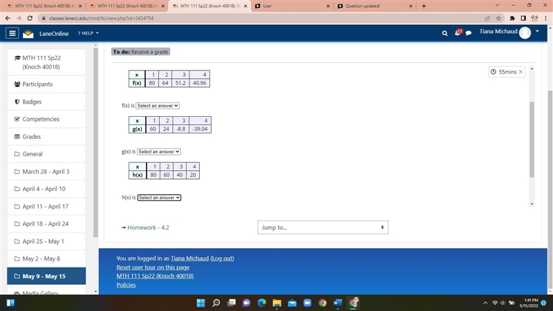 For each table below, could the table represent a function that is linear, exponential-example-1