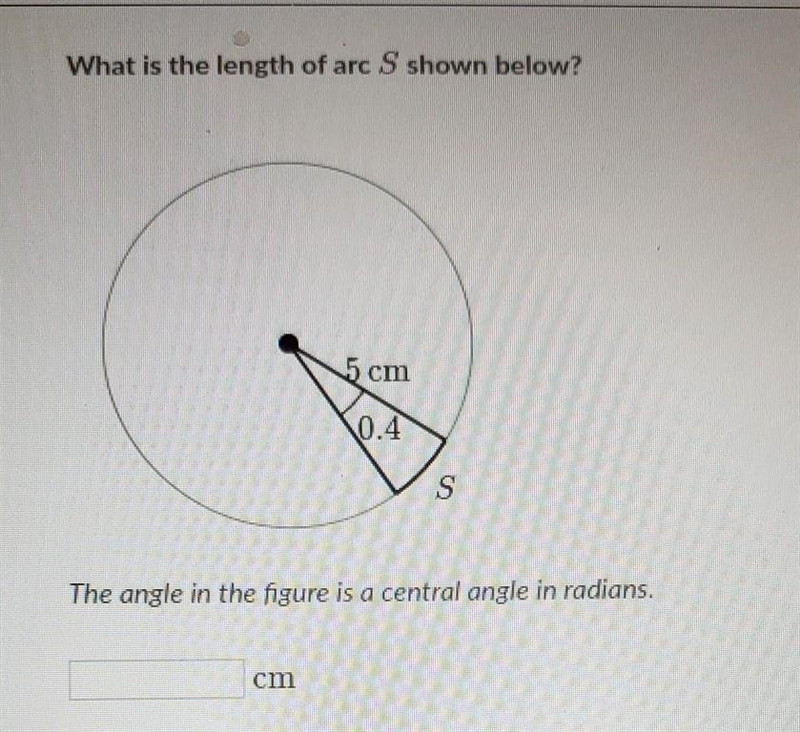 The angle in the figure is a central angle in radians-example-1