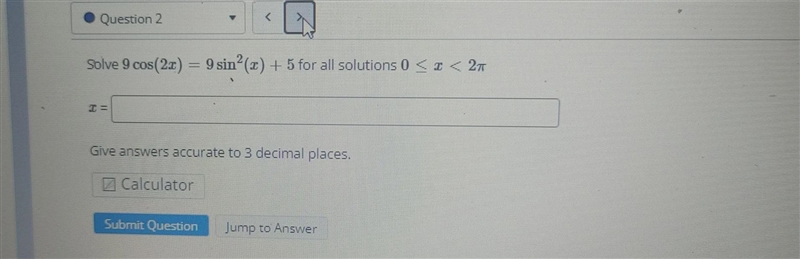 I have an advanced trig equation problem i need help with. pic included-example-1