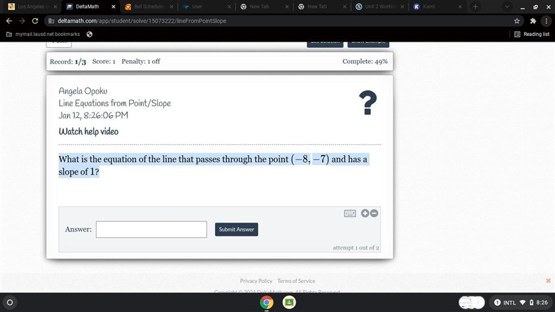 What is the equation of the line that passes through the point (-8,-7)(−8,−7) and-example-1