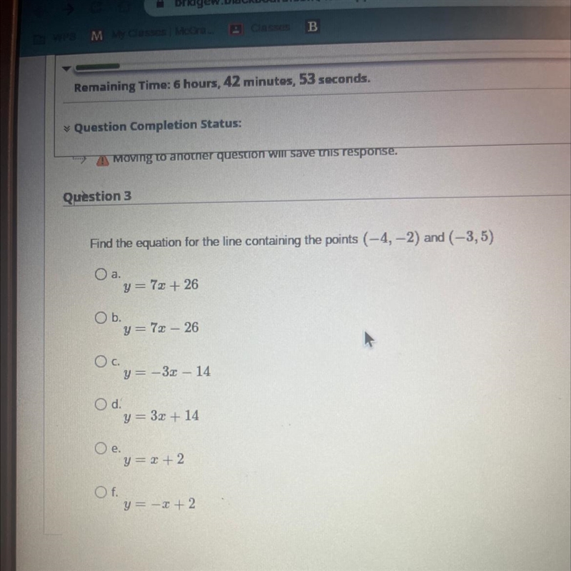 Find the equation for the line containing the points (-4,-2) and (-3,5)-example-1