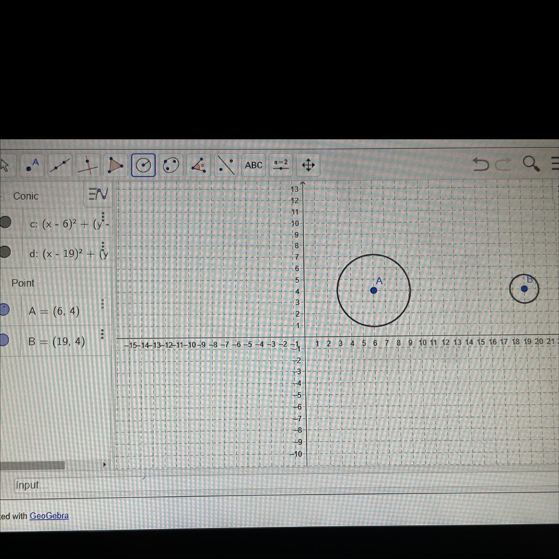 What is the ratio of the radius of circle a to the radius of circle b?-example-1