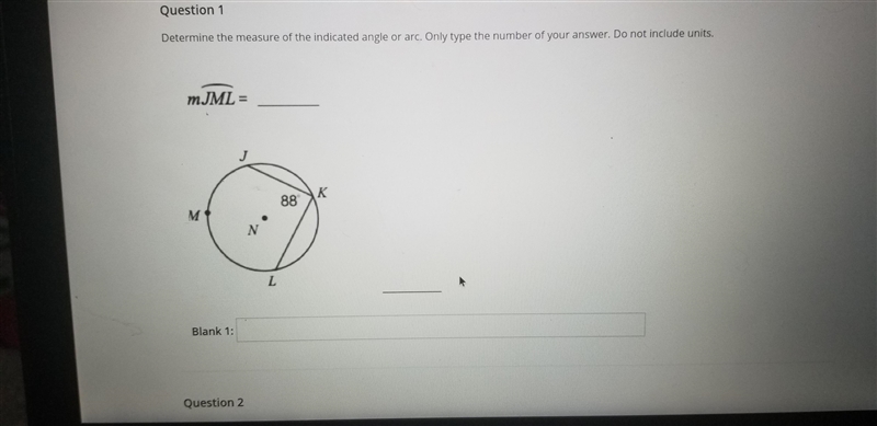 Determine the measure of the indicated angle or arc-example-1