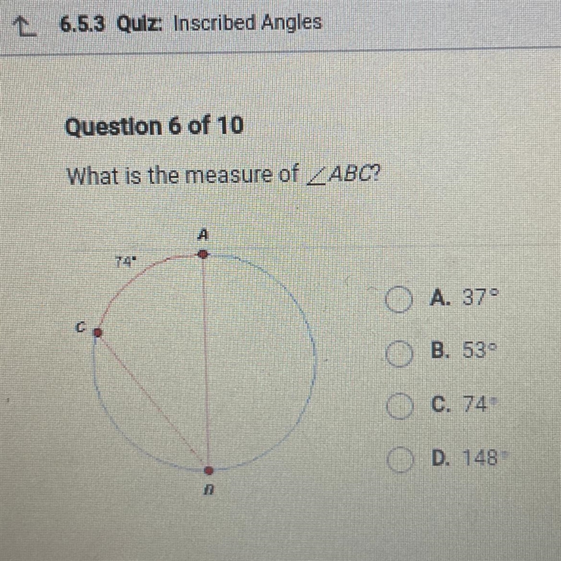 What is the measure of < ABC ?-example-1