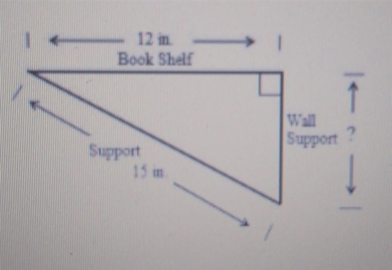 A book shelf has supports as shown in the diagram. What is the length of the wall-example-1