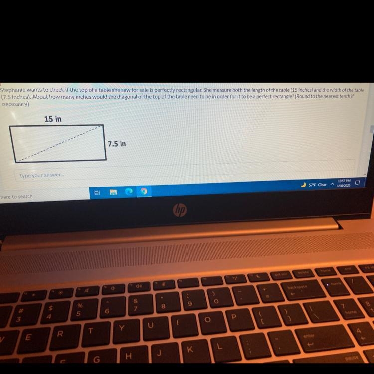 About how many inches with the diagonal of the top of the table need to be in order-example-1