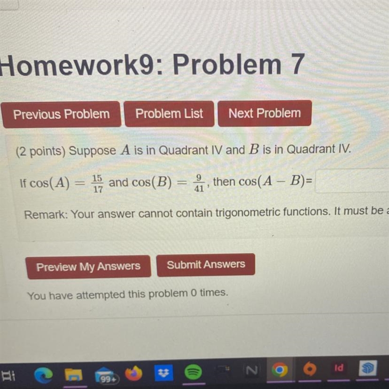 Suppose A is in quadrant IV and B is in Quadrant IV-example-1