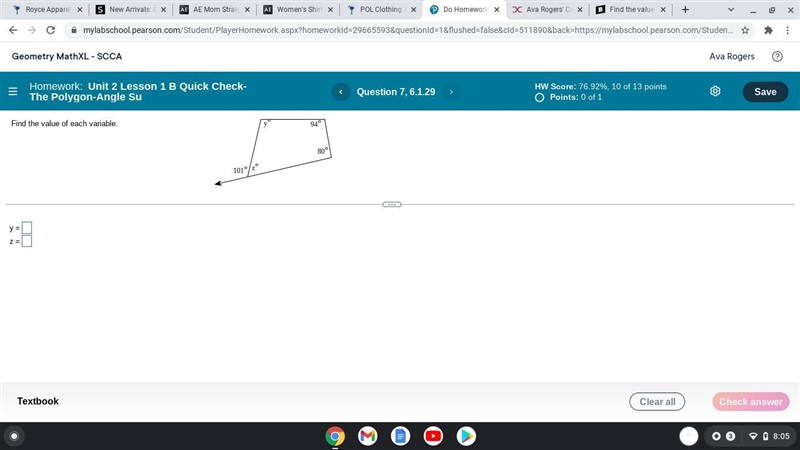 Find the value of each variable.-example-1