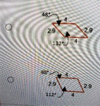 Which figure is similar to the parallelogram? (Figures may not be drawn to scale.) 689 8 5.8 58 112° 8 68° 6 4.8 4.8 112* 6 4.8 48 B-example-2