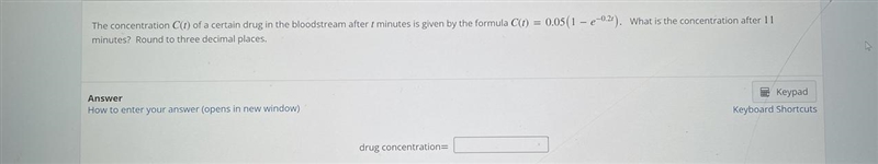 The concentration C(t) of a certain drug in the bloodstream after t minutes is given-example-1