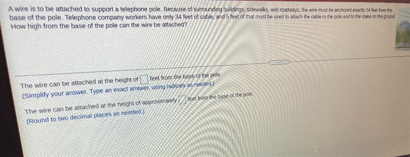 A wire is to be attached to support a telephone pole. Because of surrounding buildings-example-2