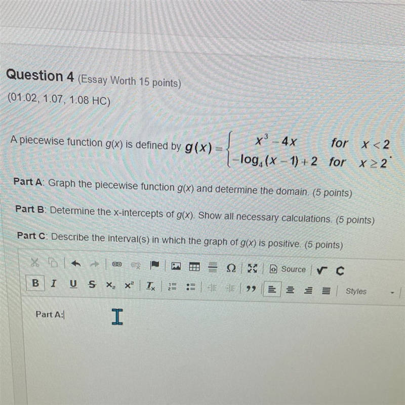 A piecewise function g(x) is defined by Part A: Graph the piecewise function g(x) and-example-1