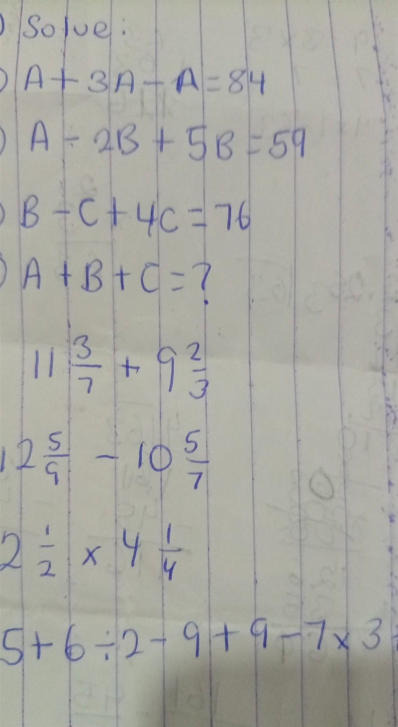 Number 1 is not among If u can't see the question here u go 2) 11(3)/(7) + 9 (2)/(3) = 3) 12 (5)/(9) - 10 (5)/(7) = 4) 2 (1)/(2) * 4 (1)/(4) 5) 5 + 6 / 2 - 9 + 9 - 7 * 3 + 7 ​-example-1