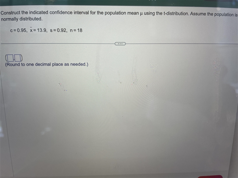 Construct the indicated confidence interval for the population mean using the t-distribution-example-2