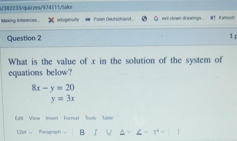 What is the value of x in the solution of the system of equations below ? View ATTATCHED-example-1