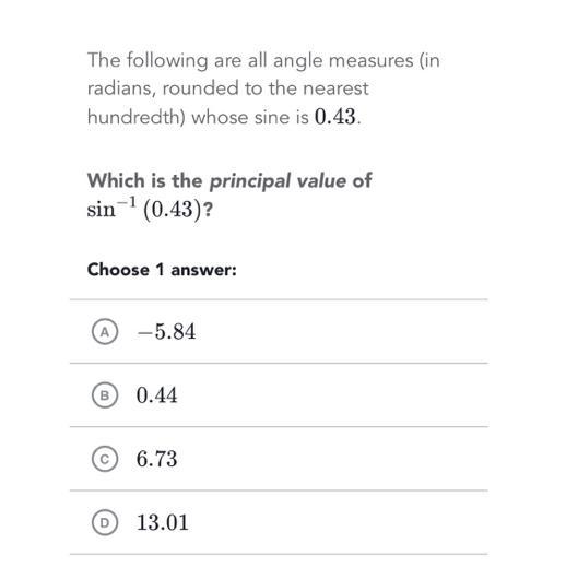 The following are all angle measures (in radians, rounded to the nearest hundredth-example-1