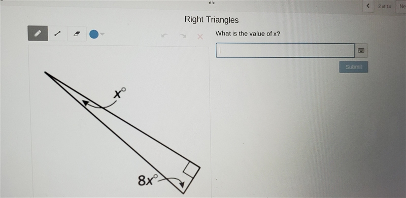 WAZ e Congruence K 2 of 1 I Right Triangles What is the value of x?-example-1