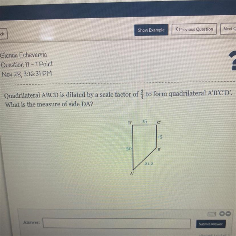 Nov 28,Quadrilateral ABCD is dilated by a scale factor of to form quadrilateral A-example-1