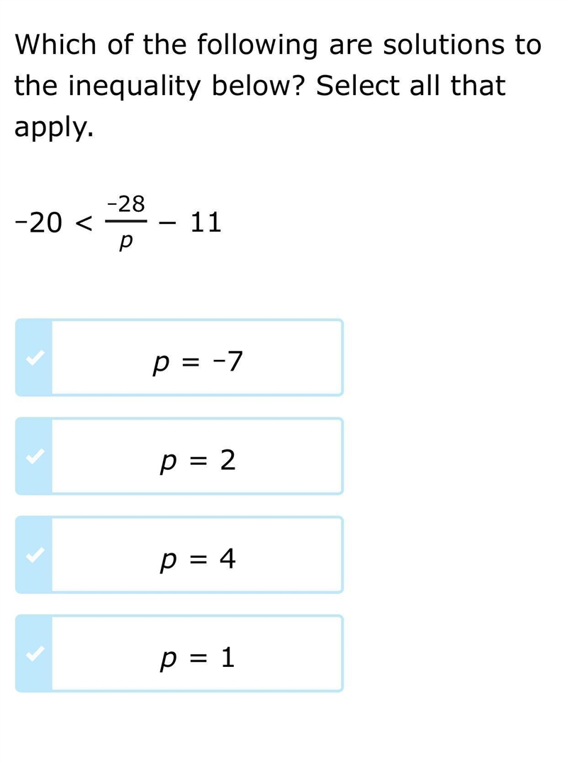 Which of the following are solutions to the inequality below? Select all that apply-example-1