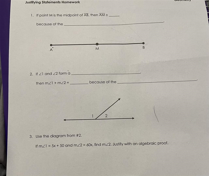 I was absent from school and I have a homework assignment about justifying statements-example-1